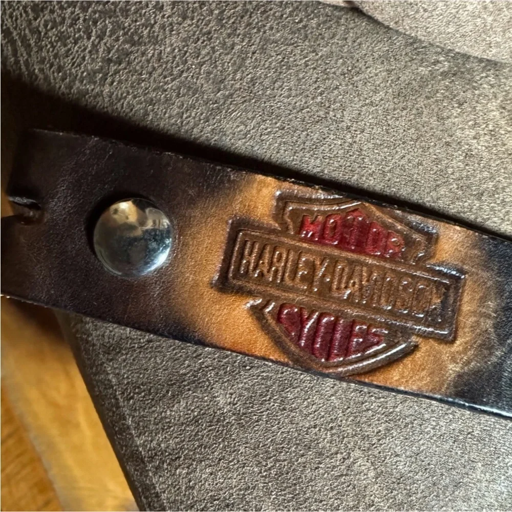 Vintage tooled leather / handmade Harley-Davidson leather belt